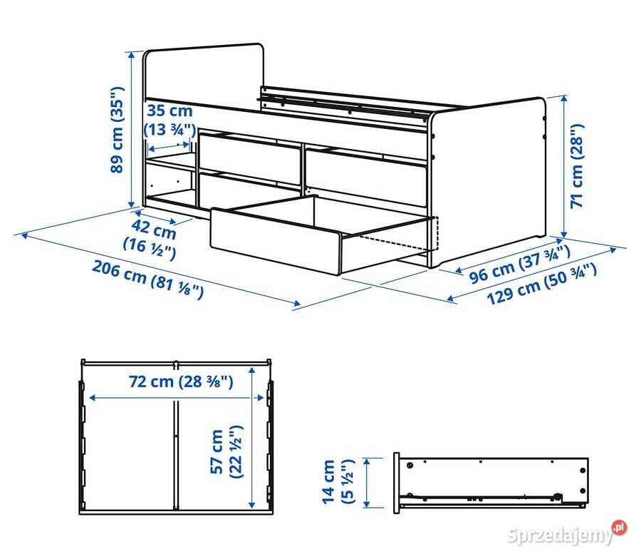 Łożko Ikea 90x200 plus materac i stelaż 90cm