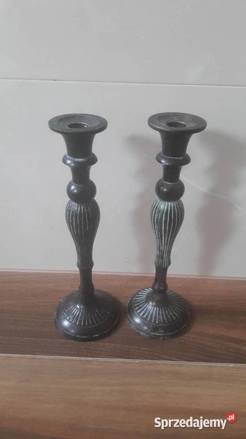 Mosiężny patynowany świecznik stylizowany 2 Dekoracje i ozdoby Radom