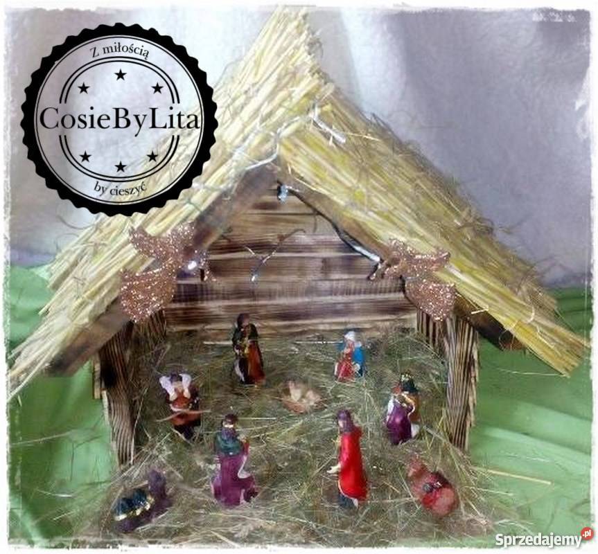 Szopka bożonarodzeniowa z figurkami Rękodzieło świętokrzyskie