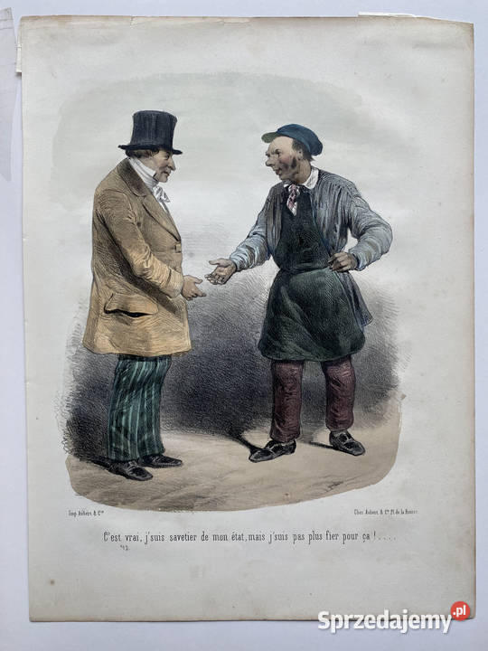 Oryginalna Francuska Litografia XIX w Szewc