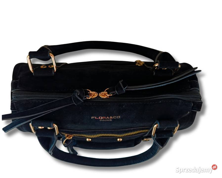 Torebka damska zamszowa shopperka noir pojemna Żabiczyn