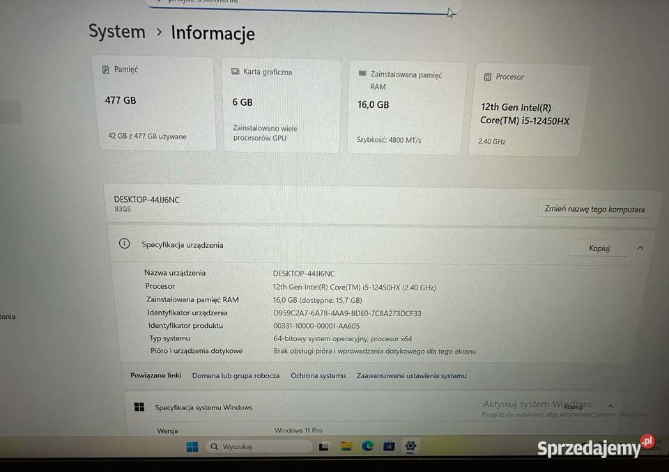 Laptop LENOVO LOQ 15IAX9 16GB RAM 512GB SSD I5 warmińsko-mazurskie Elbląg
