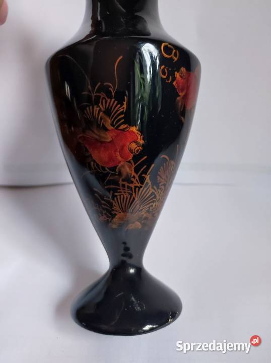 złote rybki wazon flakon amfora z laki retro