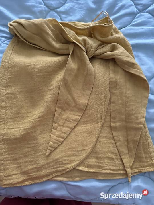 Spódnica XS lniana Massimo Dutti żółta kopertowa śląskie Częstochowa