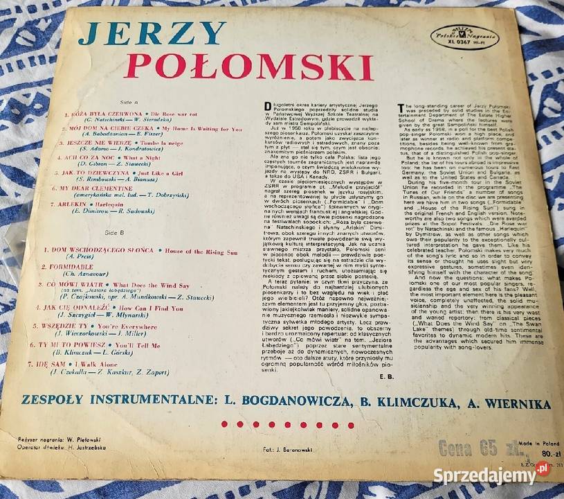 Jerzy Połomski śpiewa płyta winylowa Chełmno