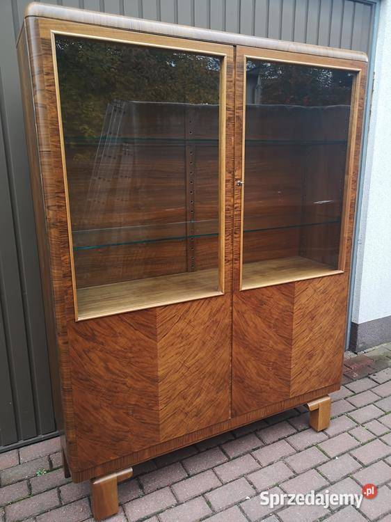 Witryna Biblioteka ARTDECO Orzech Zgrabna Stara Swarzędz