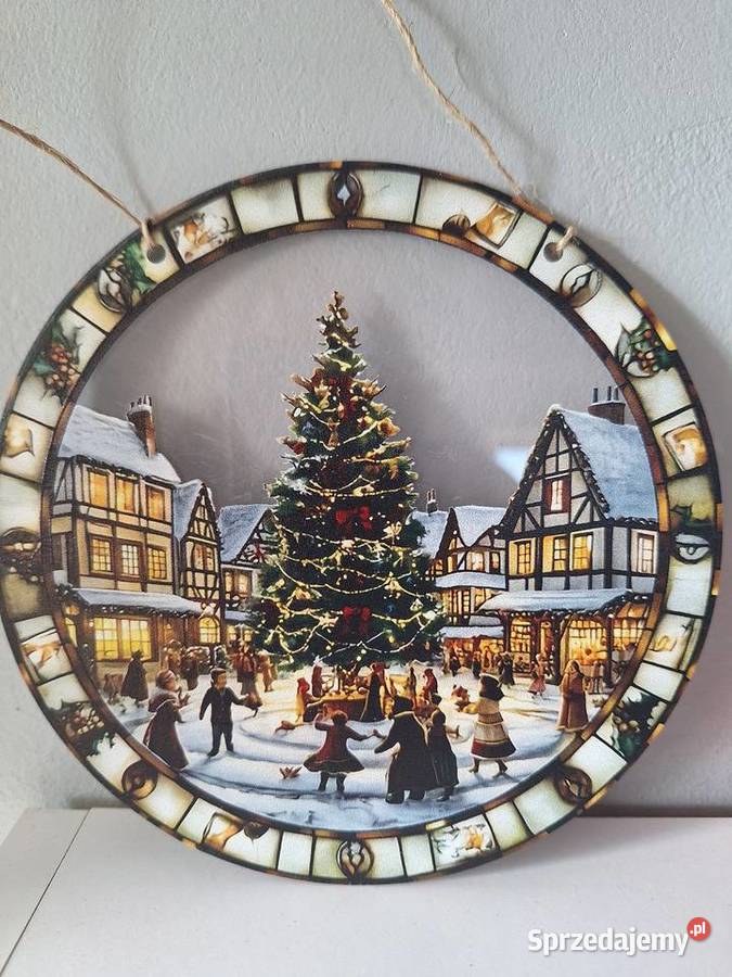 Witraż świąteczny na okno szybę dekoracja ozdoba wielokolorowy Kalisz