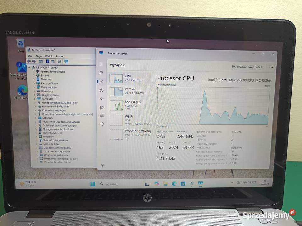 Laptop HP EliteBook 840 G3 i5 4GB SSD 256GB 4GB sprzedam