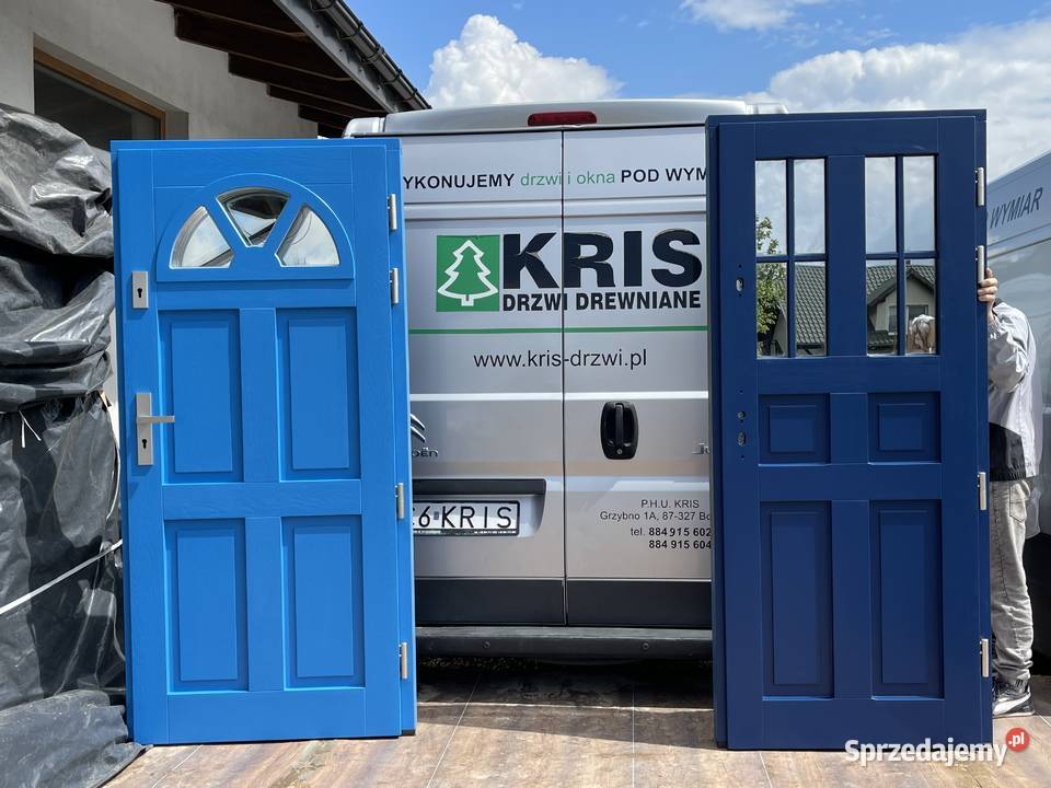 Drzwi zewnętrzne drewniane CZYSTE POWIETRZE NCS Drzwi i okna Grzybno