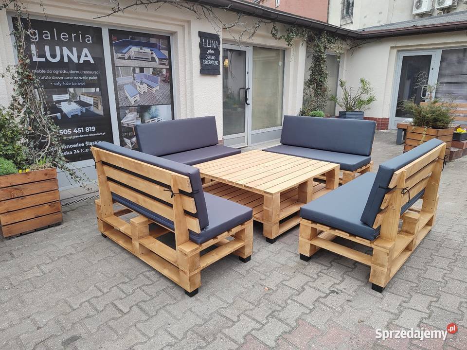 Drewniany zestaw mebli ogrodowych na wzór palet Siemianowice Śląskie