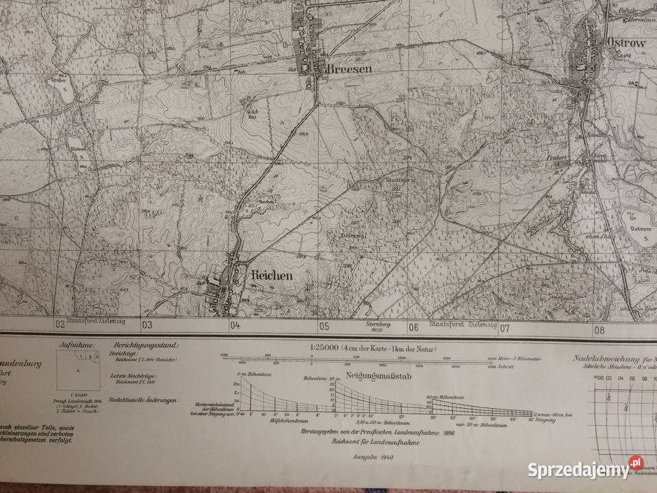 1222 SULĘCIN Niemiecka Mapa Sulęcina zachodniopomorskie Szczecin
