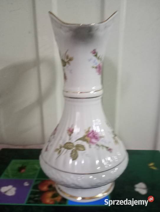 Wazonik Dzbanek Świecznik Serwetnik w różyczki z biały Zielona Góra