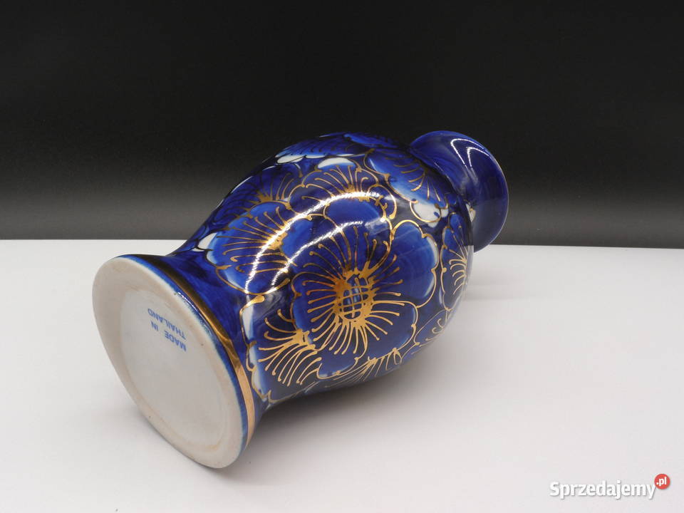 Wazon Kobaltowy Złote Zdobienia Thailand wielkopolskie Raszków
