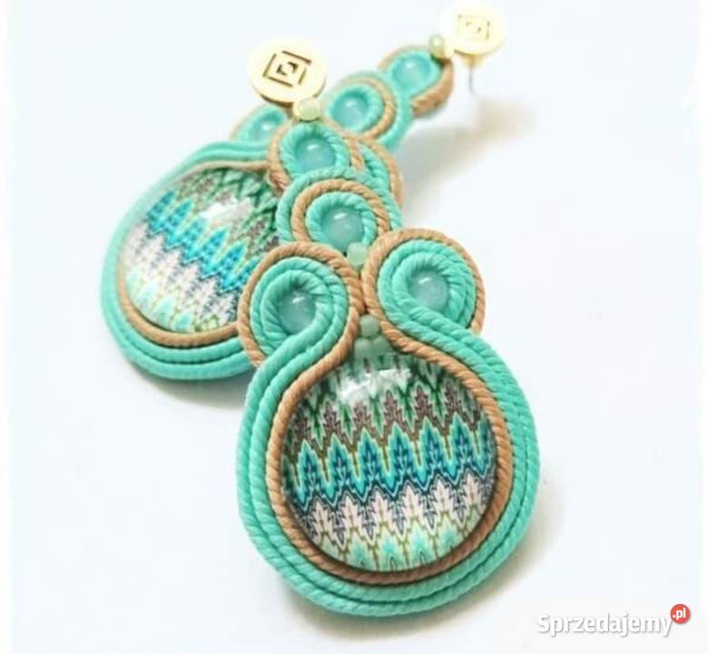 Turkusowo beżowe kolczyki sutasz Poznań