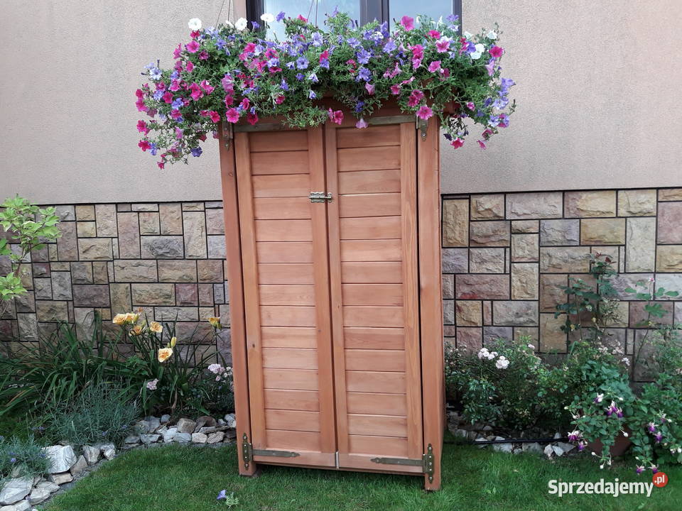 Szafa ogrodowa drewniana boazeria drzwi Szafy, regały, półki Kalety
