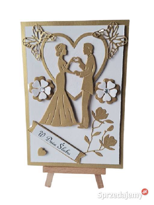 Kartki Pamiątka Ślub Para Młoda W Sercu B6 Złoto Rękodzieło Poznań