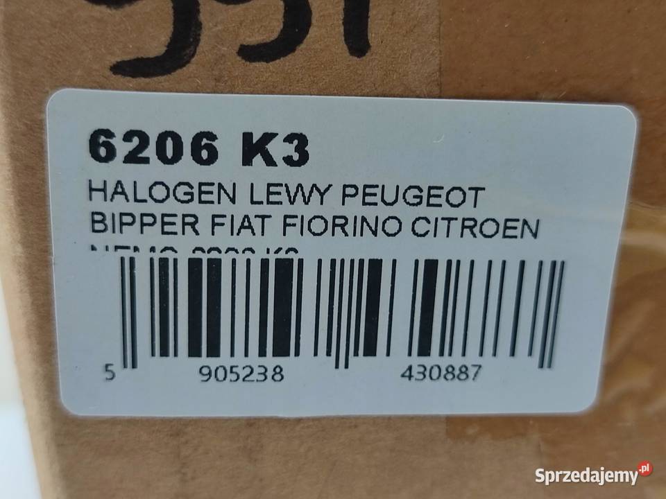 LAMPA HALOGEN LEWY CITROEN NEMO MPV 2009 6206K3