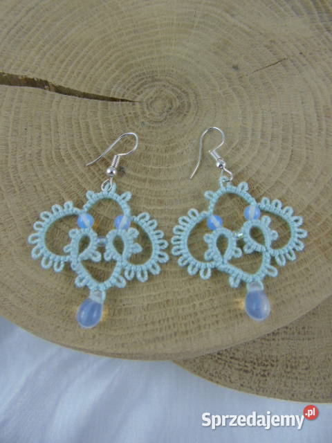 Kolczyki frywolitkowe różne wzory i kolory Wiśniowa
