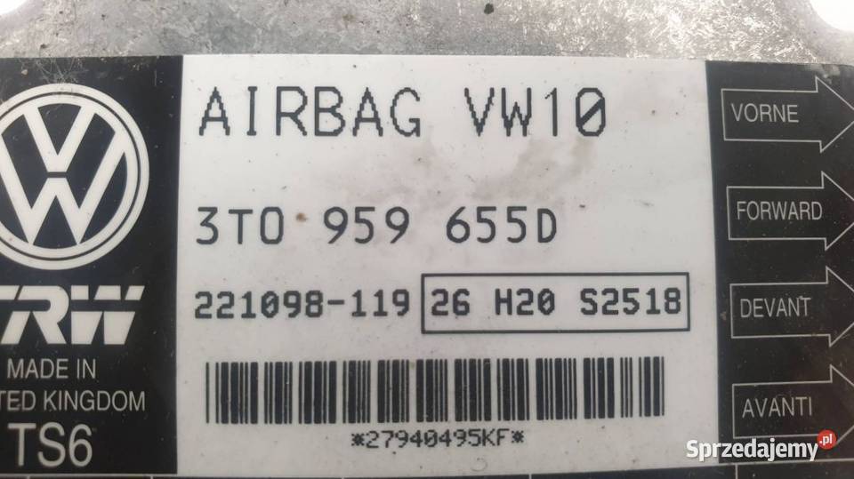 SENSOR AIRBAG 3T0959655D SUPERB II osobowe kujawsko-pomorskie Lipno