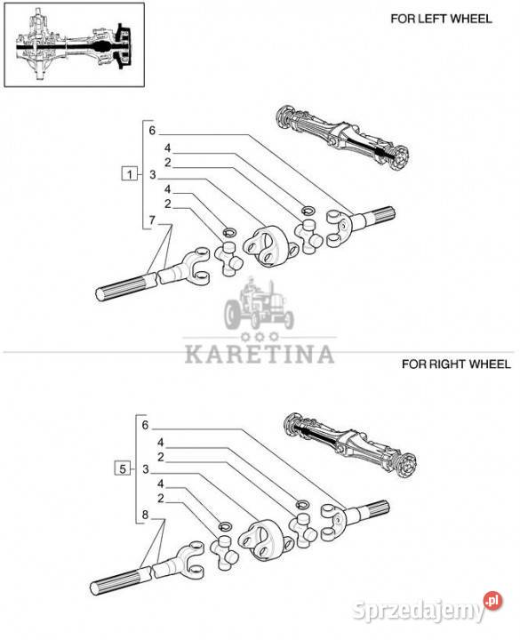 Holland T6010 Półoś przegubowa yoke 73250mm l