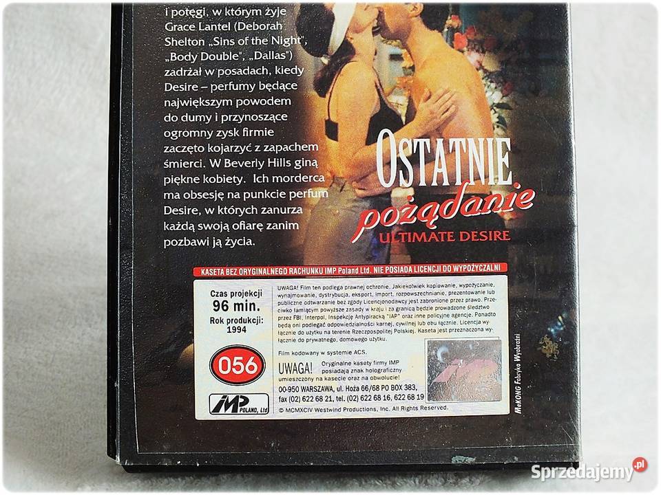Kaseta VHS Ostatnie Pożądanie Film na Video VHS Filmy Żary