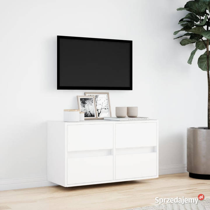 Ścienna szafka TV z LED biała 80x31x45 WM852285 Warszawa