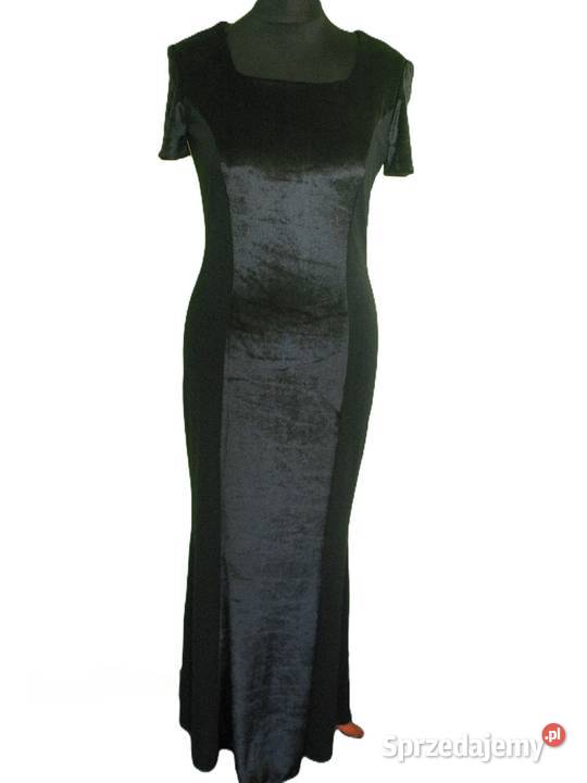 Sukienka czarna maxi 38 M biust 96 welur Siedlce