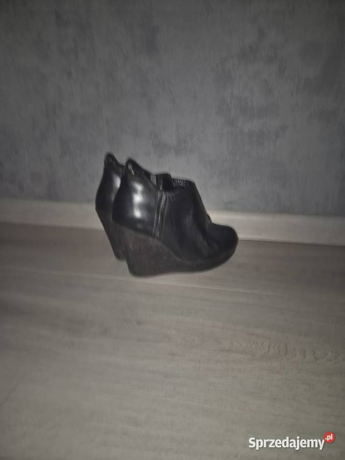 Botki damskie koturny czerń 36 czarny łódzkie Łódź