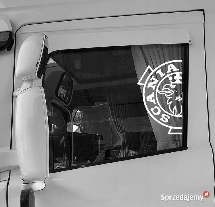 Naklejki SCANIA VABIS bok szyba drzwi biała Kobierno sprzedam