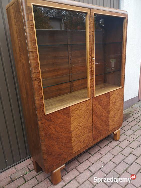 Witryna Biblioteka ARTDECO Orzech Zgrabna Stara Swarzędz
