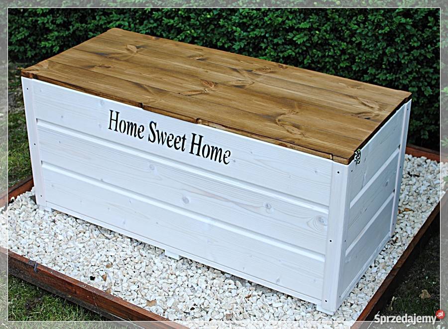 Drewniany kufer ogrodowy skrzynia Home Sweet sprzedam