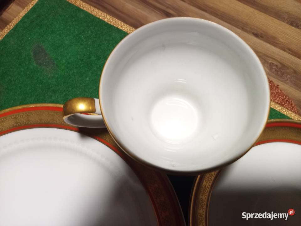 Piękne trio Śniadaniowe Porcelana i szkło