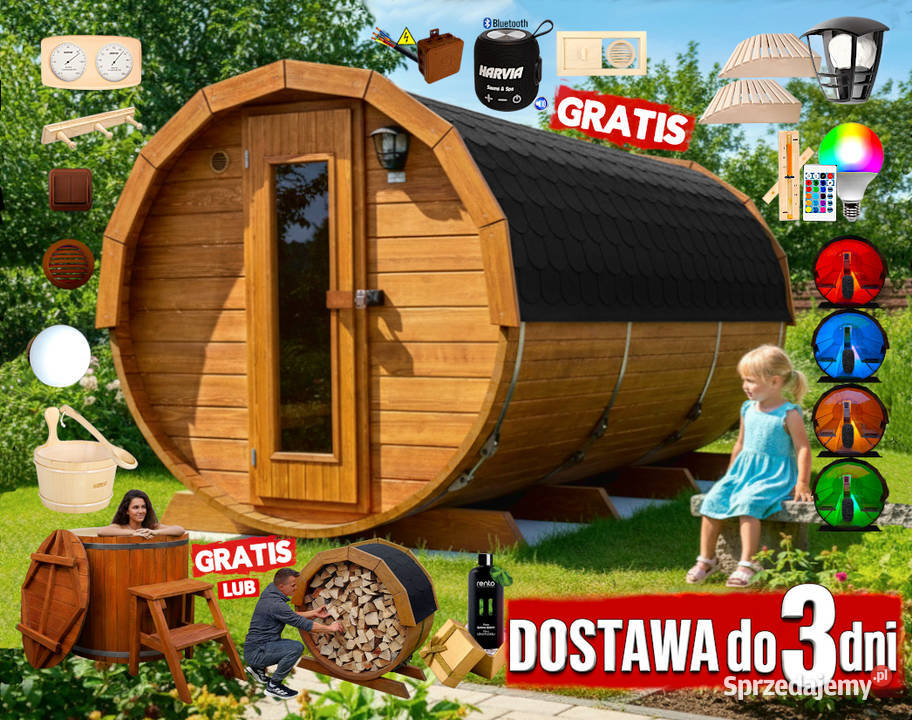 SAUNA Ogrodowa 400 PRZEBIERALNIA Beczka 500L Sauny Nowy Targ