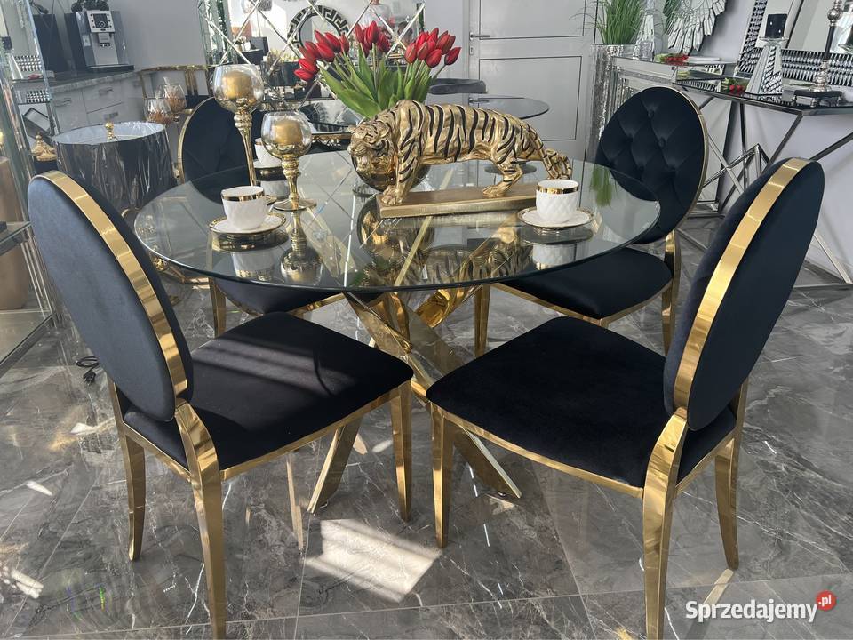 Złoty okrągły stół Glamour ze stali nierdzewnej 120cm Stoły, krzesła, biurka małopolskie Nowy Sącz