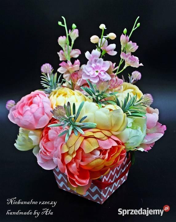 Flower box prezent Dzień Mamy Kwiaty Dzień Babci Rękodzieło Kutno