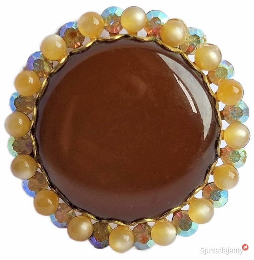 VINTAGE BROSZKA Z TĘCZOWYMI KRYSZTAŁAMI ROZETA Częstochowa