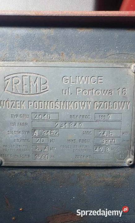 Wózek widłowy ZREMB Gliwice typ GPW2010 prod Bytów