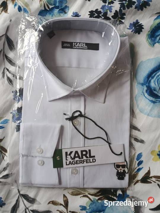 Koszula męska Karl Lagerfeld bawełniana biała Odzież i bielizna męska Białystok