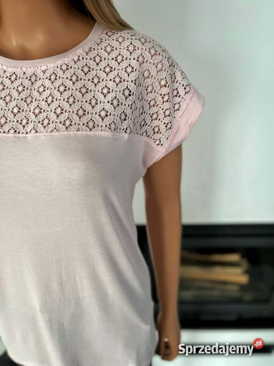 Bluzka Bodyflirt pudrowy róż koronka elegancka Augustówka
