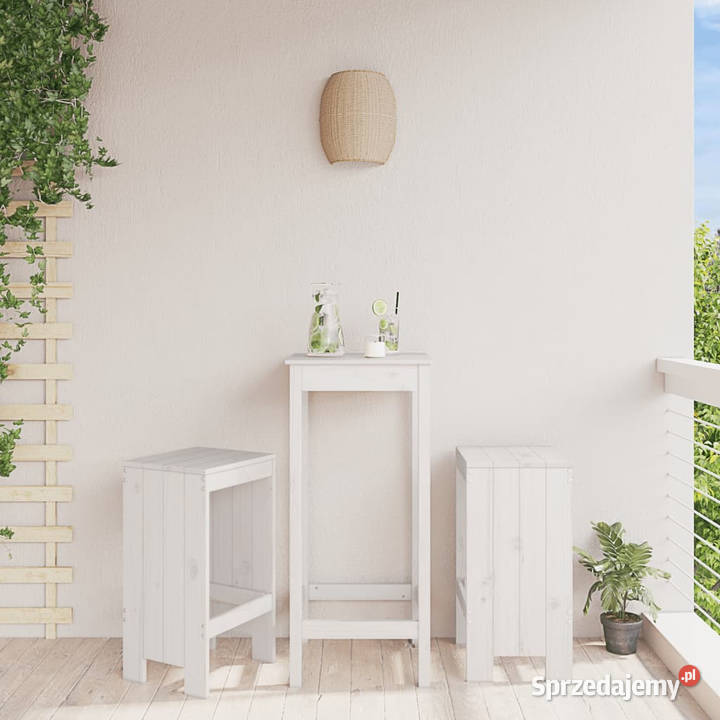 Stołki barowe 2 białe 40x36x75 lite drewno Warszawa