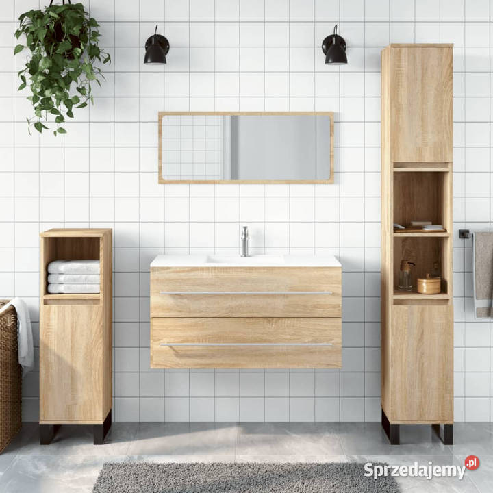 Szafka łazienkowa z lustrem dąb sonoma materiał Warszawa
