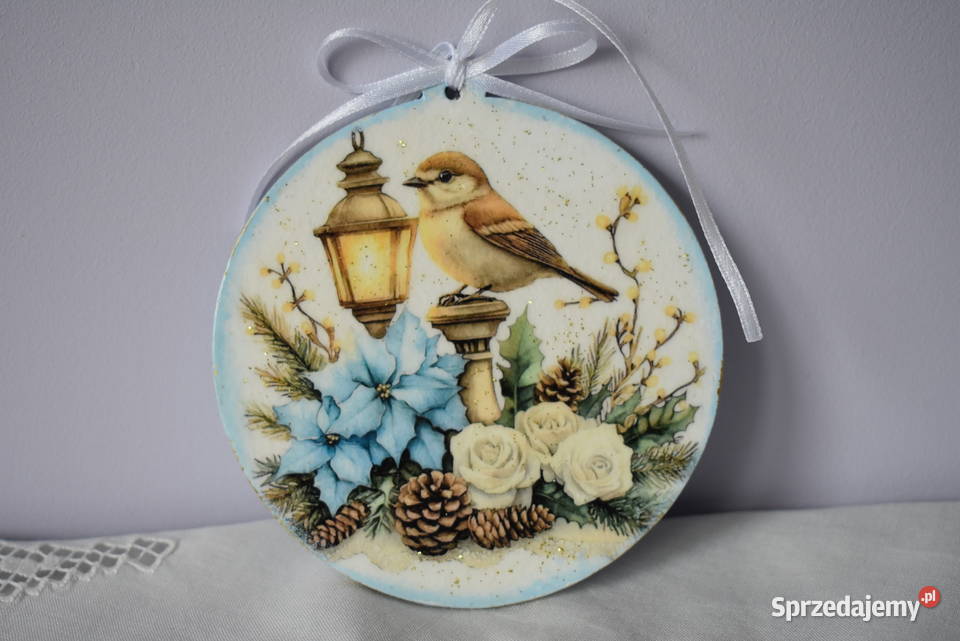 Świąteczna zawieszka decoupage dekoracja prezent Boże Narodzenie