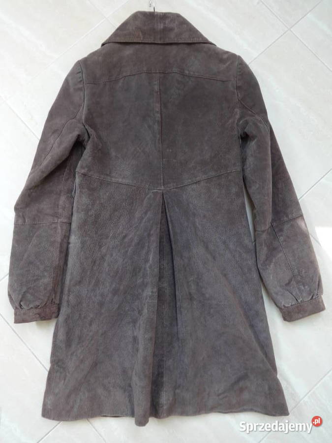 Czekoladowy płaszczyk ze skóry Stradivarius Kurtki i płaszcze Tomaszów Mazowiecki sprzedam