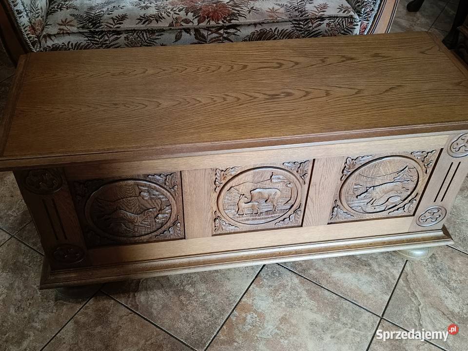 Skrzynia drewniana rzeźbiona 54cm Lipno