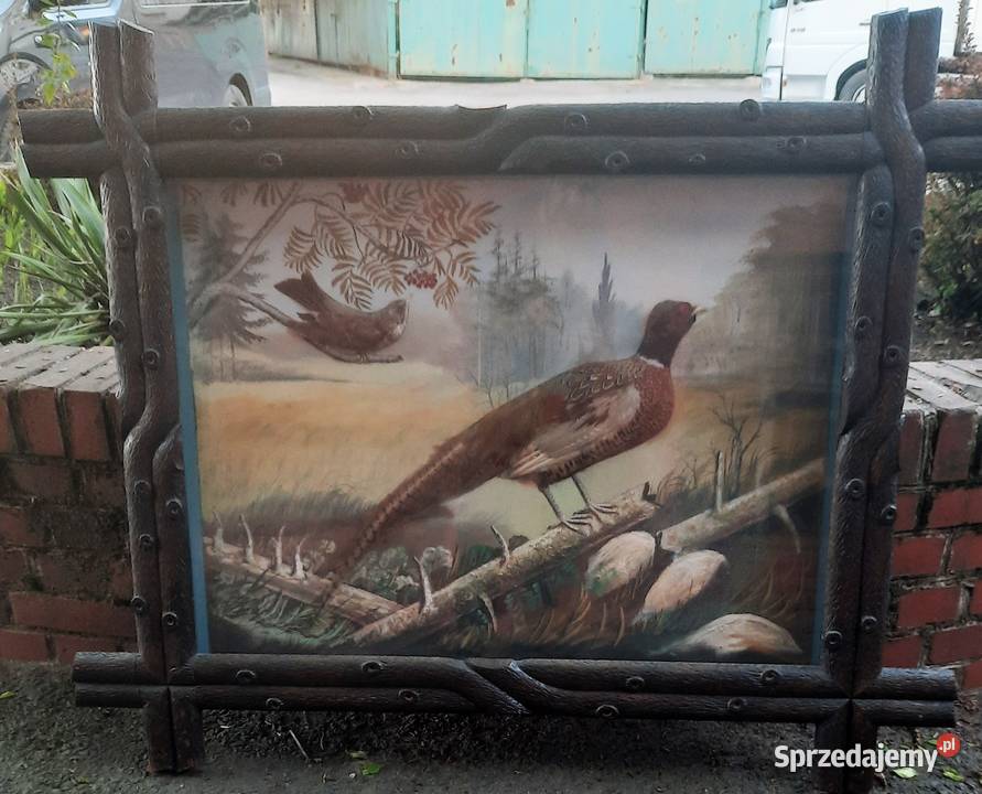 Duży Stary Obraz Diorama Sygnowany Gliwice