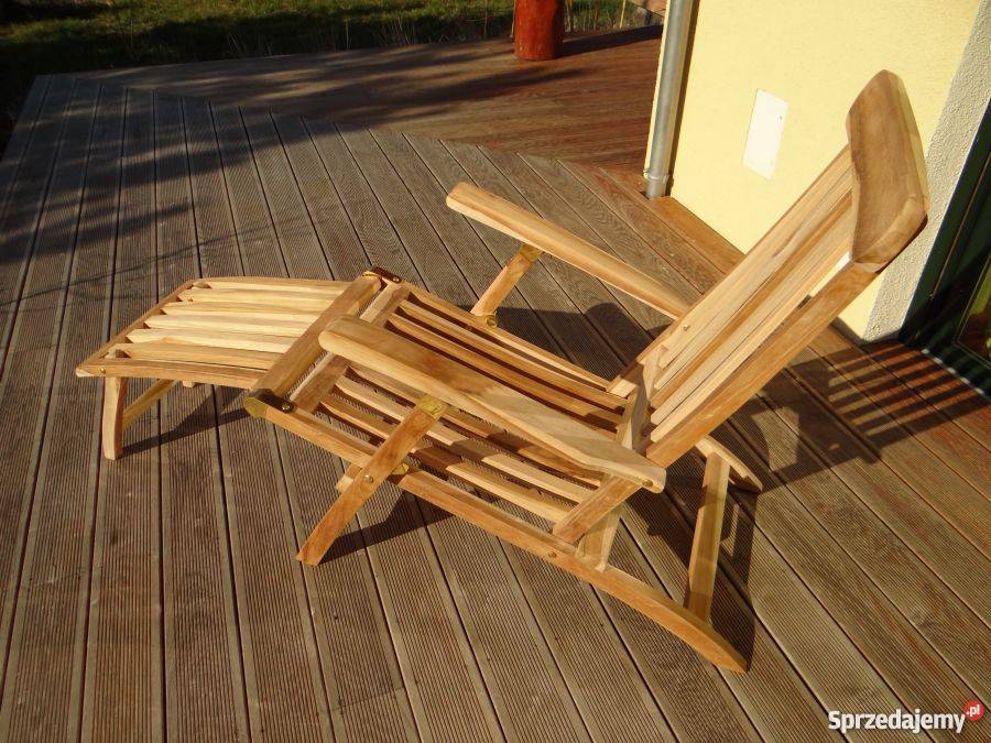 Leżak ogrodowy z drewna egzotycznego teak