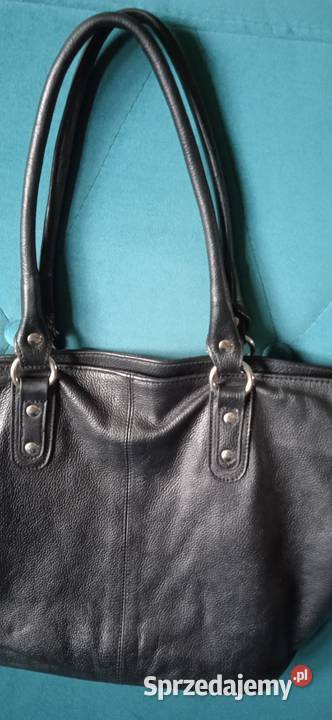 CZARNA i BRĄZOWA DUŻA TOREBKA SKÓRA NATURALNA Piła