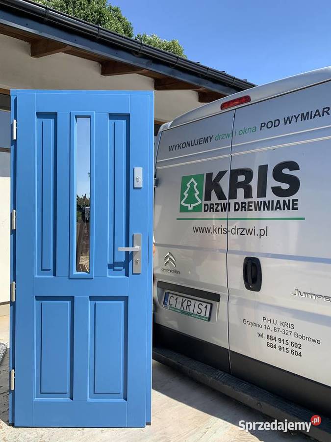 DRZWI ZEWNĘTRZNE DREWNIANE 75 dąb ANGIELSKIE Bobrowo