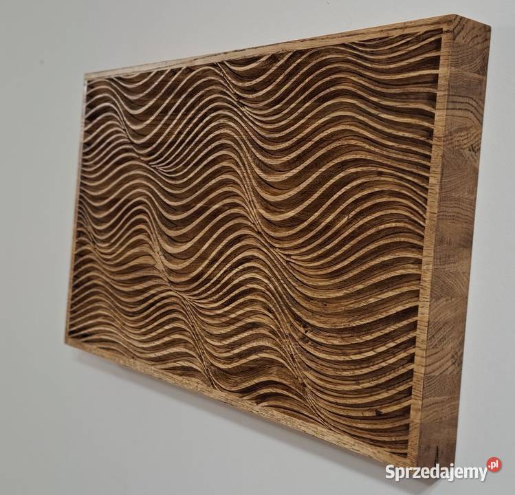 Sztuka optyczna płaskorzeźba w dębie panel Obrazki i obrazy Malechowo