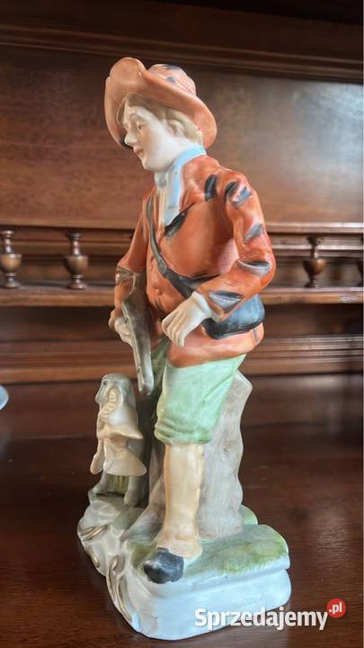Figurka myśliwego z psem Bez sygnatury Piękna Gdańsk sprzedam